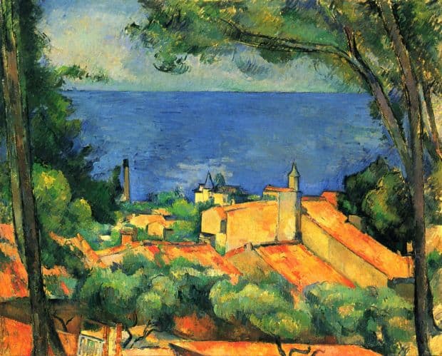 Cezanne a avut multe tablouri in care a oglindit viata din Provence. Aici, Golful Marsiliei văzut de la Estaque.